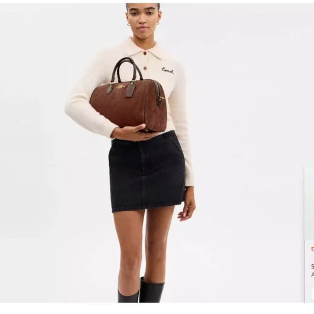 🤎🤎COACH Authentic Rowan Large Vintage Brown Suede Satchel Bag🤎🤎NWT - Picture 3 of 17